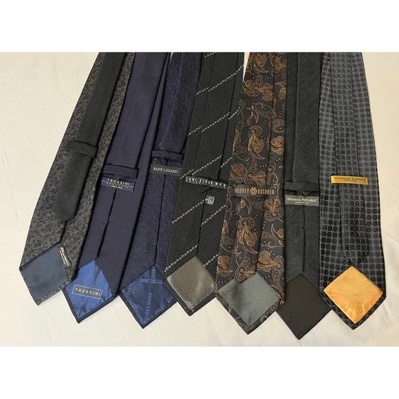 Designer Tie Lot Of 7 Trussini Donna Karen Rene Lezard Santoni Banana Republic